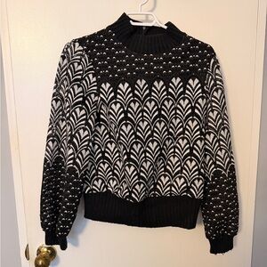 Anthropologie Black and White Open Weave Women's Sweater